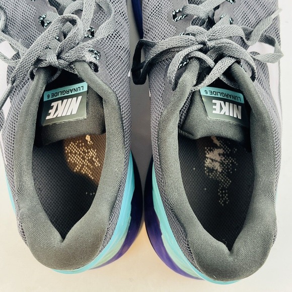 Womens 10 Nike Lunarglide 6 Running Shoe Black Turquoise Purple Athletic Sneaker - Picture 8 of 9
